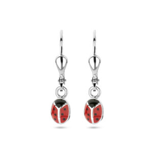 oorhangers emaille lieveheersbeestje zilver gerhodineerd
