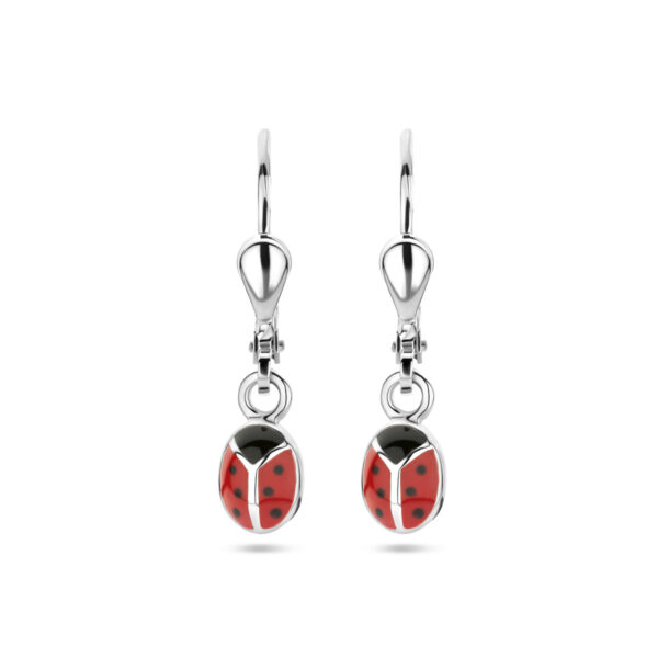 oorhangers emaille lieveheersbeestje zilver gerhodineerd