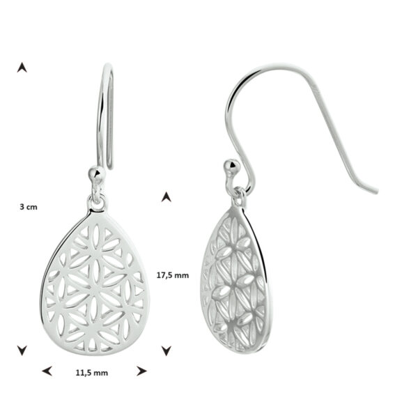 oorhangers filigrain franse haak zilver gerhodineerd - Afbeelding 3