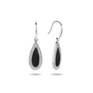 oorhangers franse haak onyx en zirkonia zilver gerhodineerd