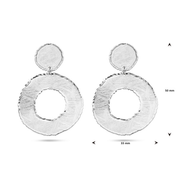 oorhangers gescratcht cirkels 50 mm zilver gerhodineerd - Afbeelding 4