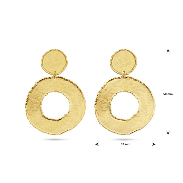oorhangers gescratcht cirkels 50 mm zilver verguld (geel) - Afbeelding 4