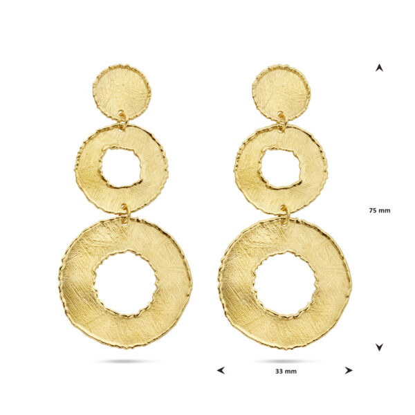 oorhangers gescratcht cirkels 75 mm zilver verguld (geel) - Afbeelding 4