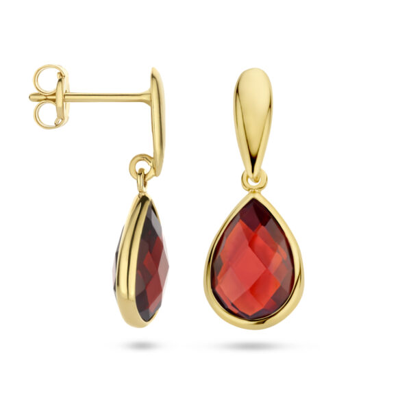 oorhangers granaat 14K geelgoud - Afbeelding 3