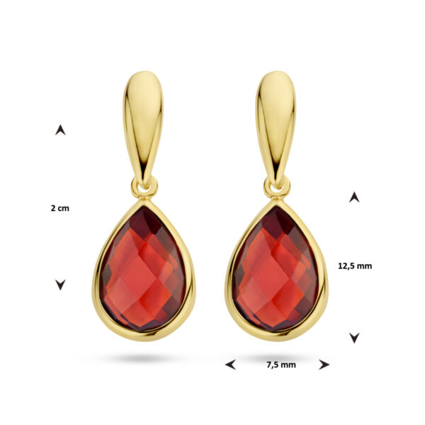 oorhangers granaat 14K geelgoud - Afbeelding 4