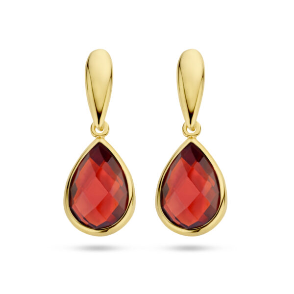 oorhangers granaat 14K geelgoud