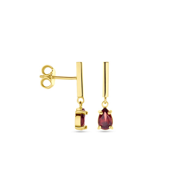 oorhangers granaat 19 mm 14K geelgoud - Afbeelding 3