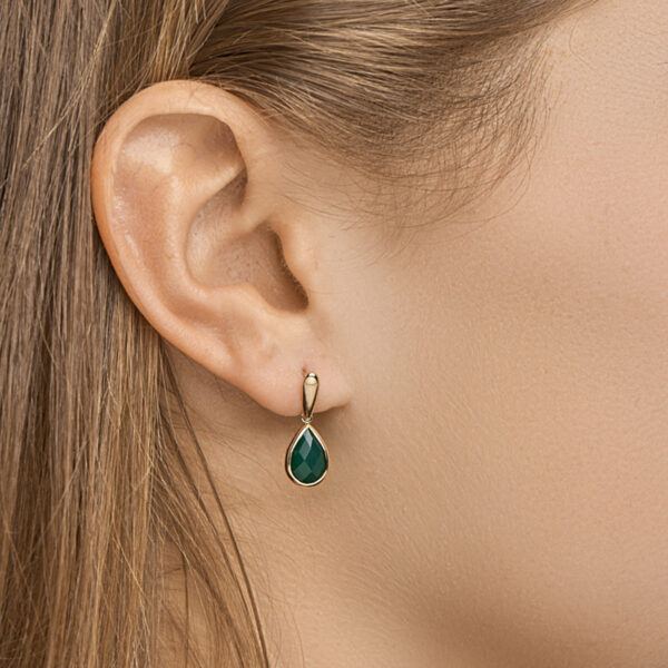oorhangers groen agaat 14K geelgoud - Afbeelding 2