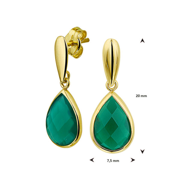oorhangers groen agaat 14K geelgoud - Afbeelding 3