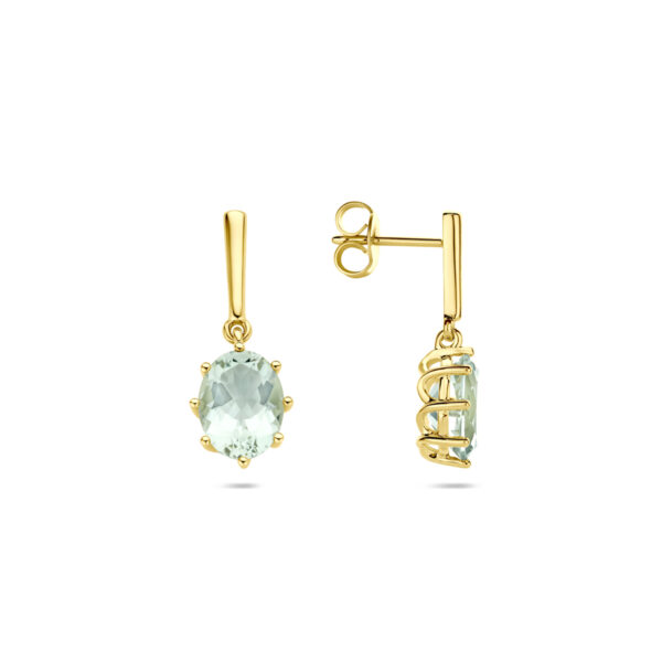 oorhangers groen amethist 20 mm 14K geelgoud - Afbeelding 3