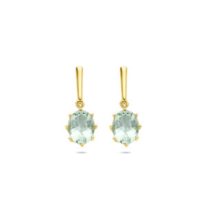 oorhangers groen amethist 20 mm 14K geelgoud
