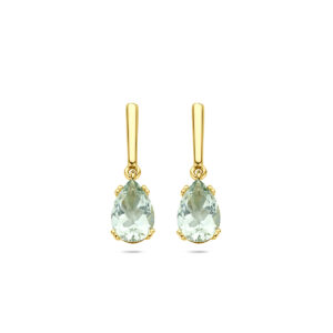oorhangers groen amethist 20 mm 14K geelgoud