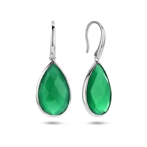oorhangers groen kwarts franse haak zilver gerhodineerd - Afbeelding 3