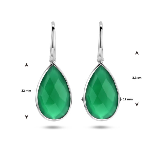 oorhangers groen kwarts franse haak zilver gerhodineerd - Afbeelding 4