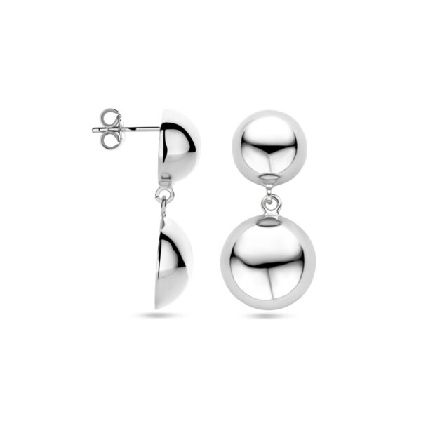 oorhangers half bol 31 mm zilver gerhodineerd - Afbeelding 3