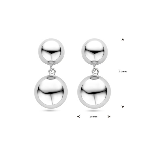 oorhangers half bol 31 mm zilver gerhodineerd - Afbeelding 4