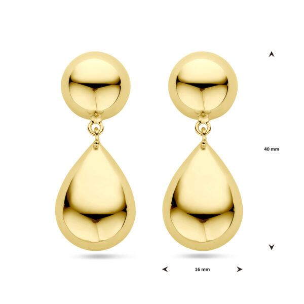 oorhangers half bol en druppel 40 mm 1 micron zilver verguld (geel) - Afbeelding 4