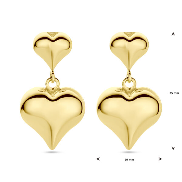oorhangers hart 35 mm 1 micron zilver verguld (geel) - Afbeelding 4