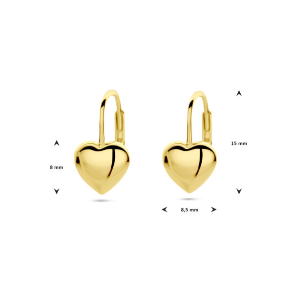 oorhangers hart brisur haak 1 micron zilver verguld (geel) - Afbeelding 4