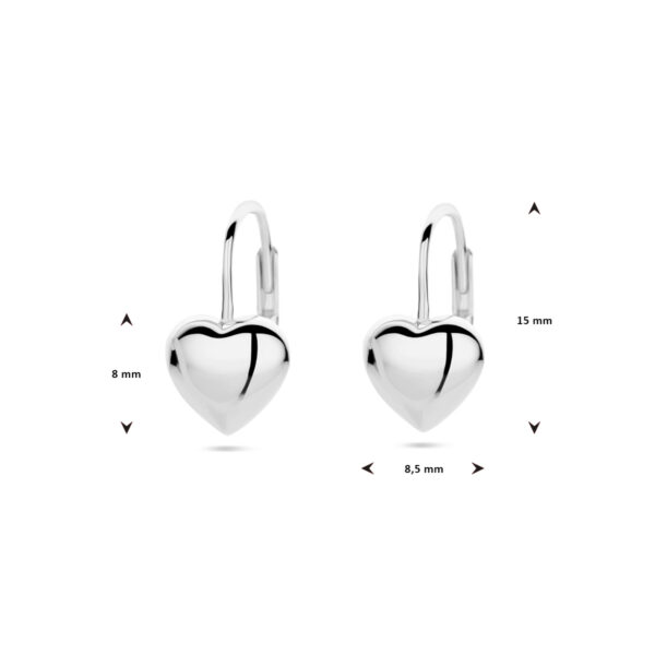 oorhangers hart brisur haak zilver gerhodineerd - Afbeelding 4