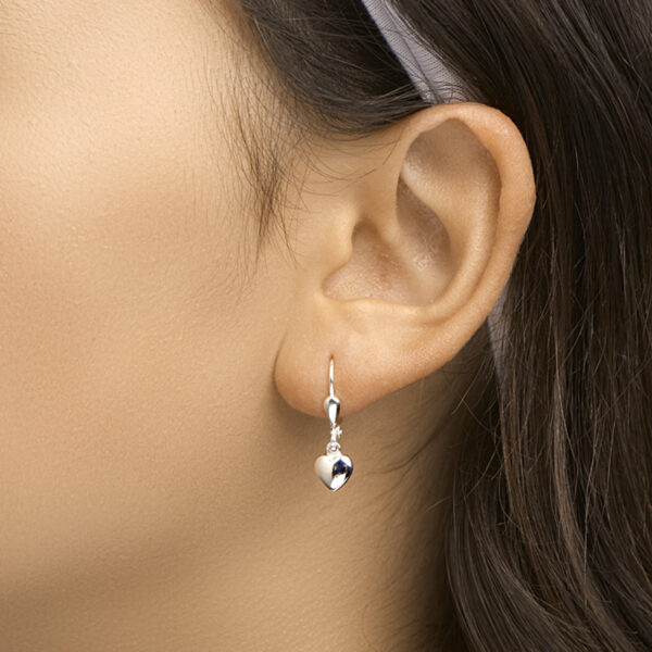 oorhangers hart brisur haak zilver wit - Afbeelding 2