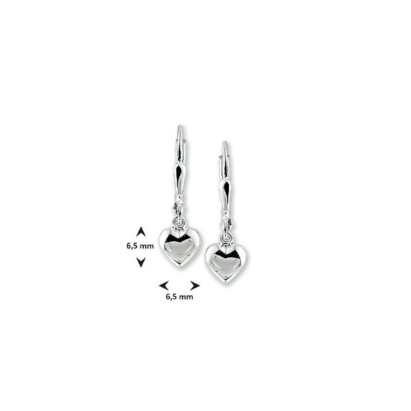 oorhangers hart brisur haak zilver wit - Afbeelding 3