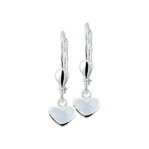 oorhangers hart brisur haak zilver wit