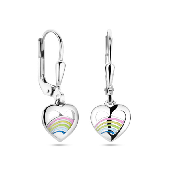 oorhangers hart emaille brisur haak zilver gerhodineerd - Afbeelding 3