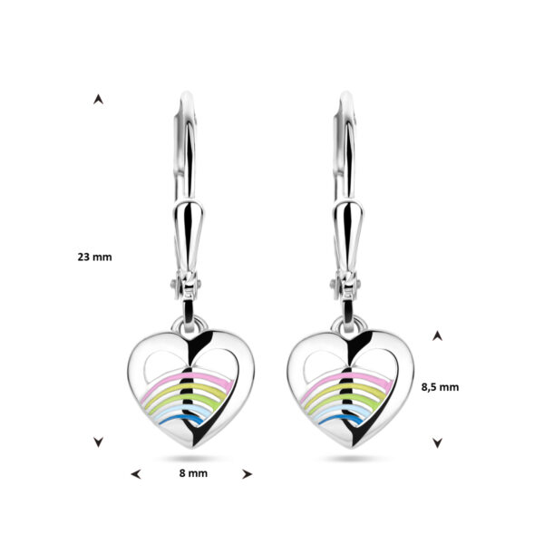 oorhangers hart emaille brisur haak zilver gerhodineerd - Afbeelding 4