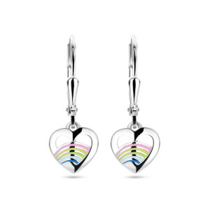 oorhangers hart emaille brisur haak zilver gerhodineerd