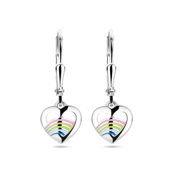 oorhangers hart emaille brisur haak zilver gerhodineerd