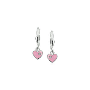 oorhangers hart en zirkonia brisur haak zilver gerhodineerd