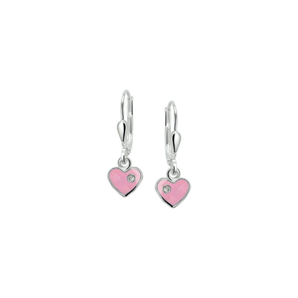 oorhangers hart en zirkonia brisur haak zilver gerhodineerd