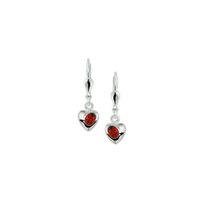 oorhangers hart lieveheersbeestje brisur haak zilver wit
