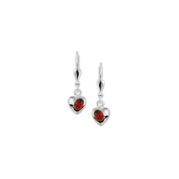 oorhangers hart lieveheersbeestje brisur haak zilver wit