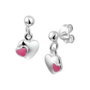 oorhangers hart zilver wit
