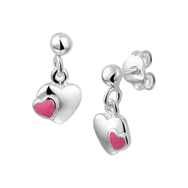 oorhangers hart zilver wit
