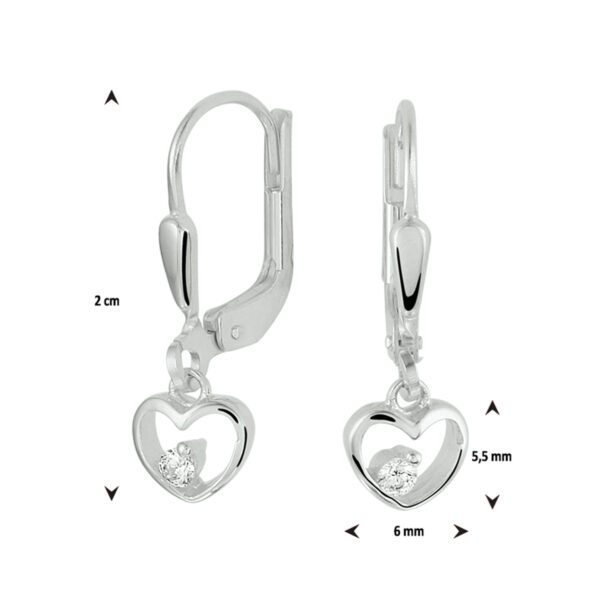 oorhangers hart zirkonia brisur haak zilver gerhodineerd - Afbeelding 2