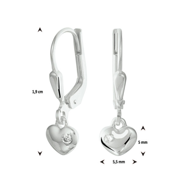 oorhangers hart zirkonia brisur haak zilver gerhodineerd - Afbeelding 2
