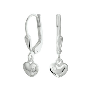oorhangers hart zirkonia brisur haak zilver gerhodineerd