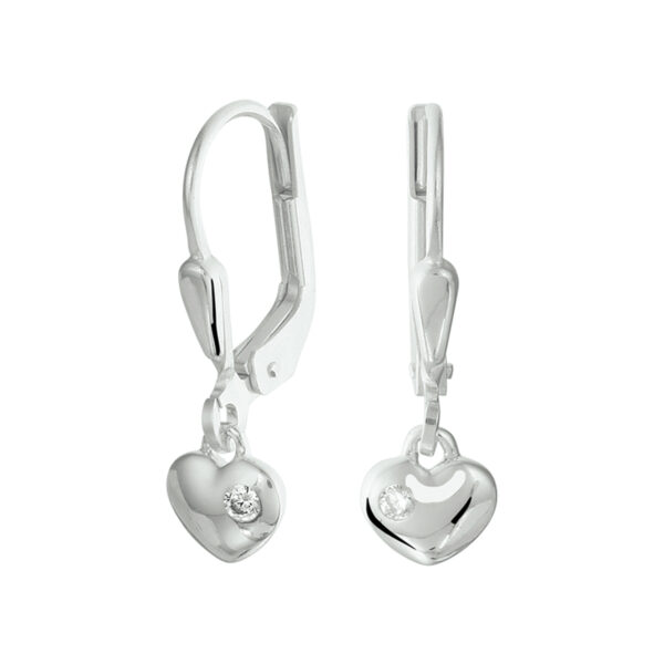 oorhangers hart zirkonia brisur haak zilver gerhodineerd