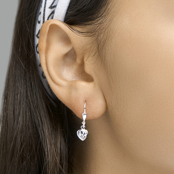 oorhangers hart zirkonia brisur haak zilver wit - Afbeelding 2