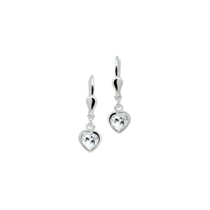 oorhangers hart zirkonia brisur haak zilver wit