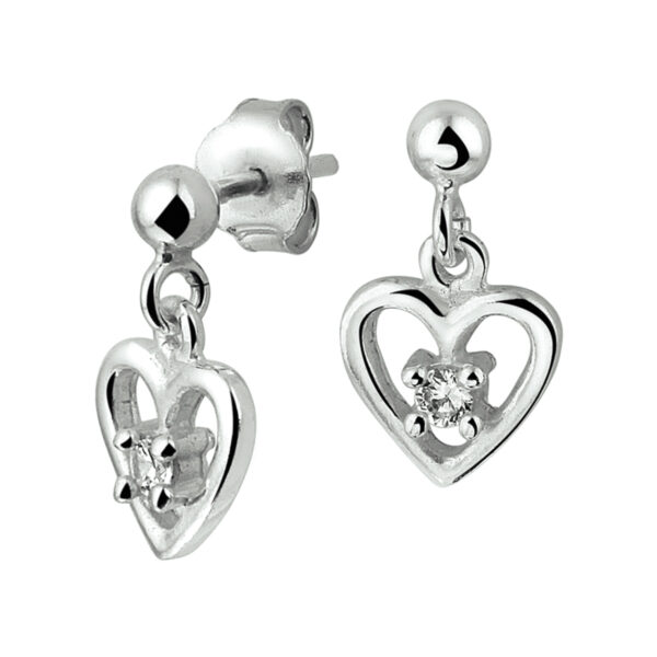 oorhangers hart zirkonia zilver gerhodineerd