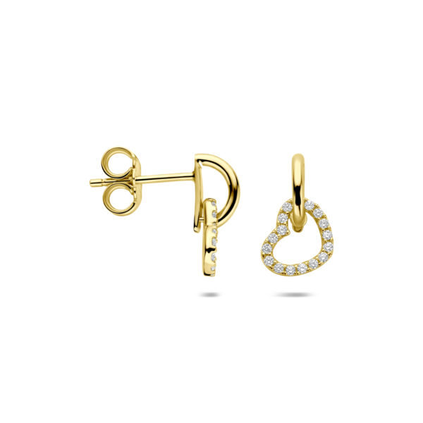 oorhangers hartje zirkonia 12 mm 14K geelgoud - Afbeelding 3
