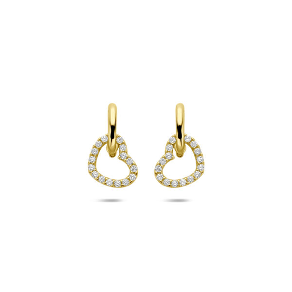 oorhangers hartje zirkonia 12 mm 14K geelgoud