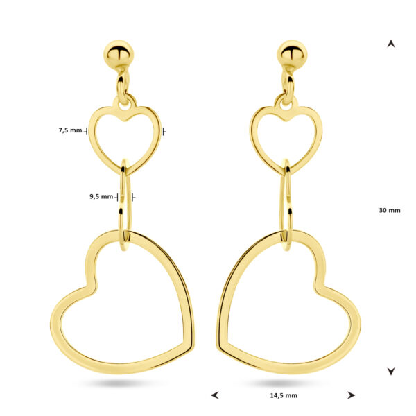 oorhangers hartjes 1 micron zilver verguld (geel) - Afbeelding 4