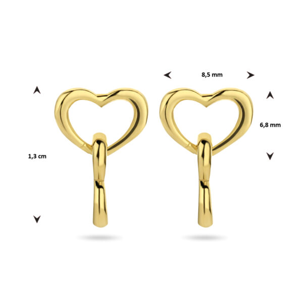 oorhangers hartjes 13 mm 1 micron zilver verguld (geel) - Afbeelding 4