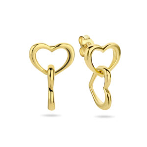 oorhangers hartjes 13 mm 1 micron zilver verguld (geel)