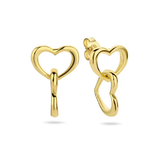 oorhangers hartjes 13 mm 1 micron zilver verguld (geel)